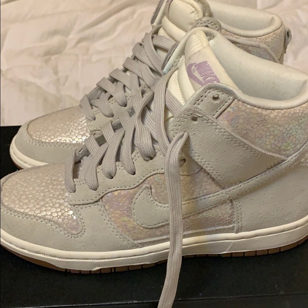 Nike cream suede sparkly dunks